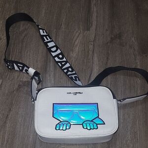 Karl Lagerfeld White Bag with Blue Graphic